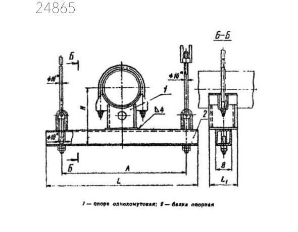 Блок хомутовый с опорной балкой для подвесок трубопроводов АЭС и ТЭЦ 159 мм ОСТ 108.275.54-80 углер.
