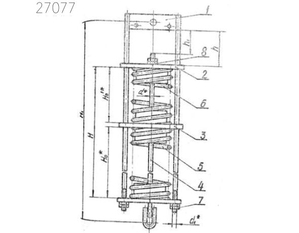 Блоки пружинные сдвоенные 2005 кгс 71,8 кг ОСТ 34 297-75