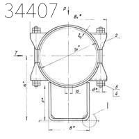 Опора неподвижная бугельная хомутовая с корпусом 1020х610 мм ТС-671.00.00-21