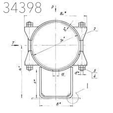 Опора неподвижная бугельная хомутовая с корпусом 720х460 мм ТС-671.00.00-12