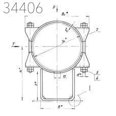 Опора неподвижная бугельная хомутовая с корпусом 920х660 мм ТС-671.00.00-20