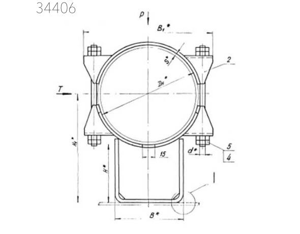 Опора неподвижная бугельная хомутовая с корпусом 920х660 мм ТС-671.00.00-20